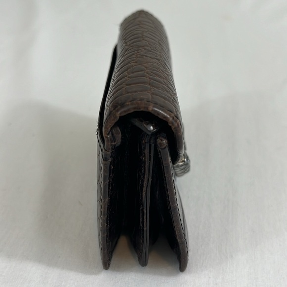 Vintage Brighton Wallet Croc Embossed Leather, Brown Envelope Style - Picture 7 of 15
